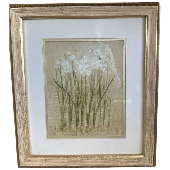 Framed Botanical Wall Art Prints Set of 2 Gold Wood Frame Neutral Floral Vintage - Picture 4 of 15